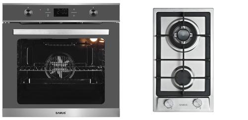 Pachet Samus V6 Cuptor incorporabil Samus SC626GDX9 GRAY + Plita incorporabila Samus PSG-32SX2 (Inox/Gri)
