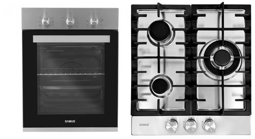 Pachet Ssamus 45-X1 Cuptor incorporabil Samus SC456GTXV, 43 l, 6 Functii, Latime 45 cm,1900 W + Plita incorporabila Samus PSG-43SX1, 3 arzatoare pe gaz, 45cm (Inox) - 0 | YEO