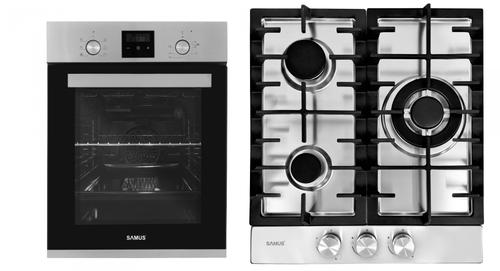 Pachet Samus 45-X2 Cuptor incorporabil Samus SCE458GTXV, 1900 W, 43 l, 6 functii, Clasa A, Grill, Timer, Ventilator + Plita incorporabila Samus PSG-43SX1, 3 arzatoare pe gaz, 45cm (Inox) - 0 | YEO