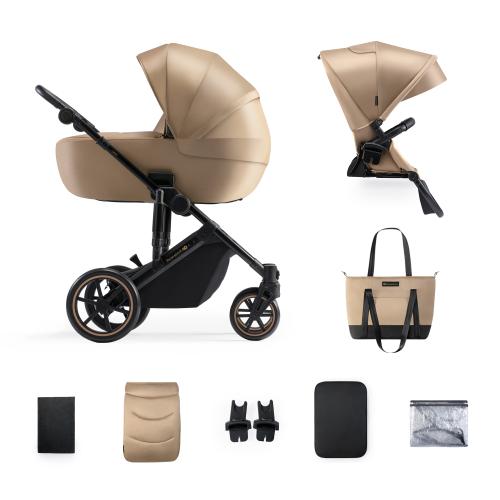 Carucior 2in1 multifunctional KinderKraft Prime 2, 0-22 kg, pliabil, UPF50+, ventilatie, reversibil, Bej