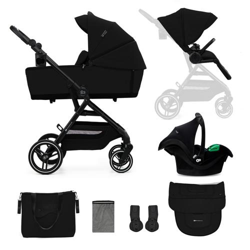 Carucior sport 3 in 1 Kinderkraft Yoxi, 0-22kg, landou, scoica auto, pliabil, Negru