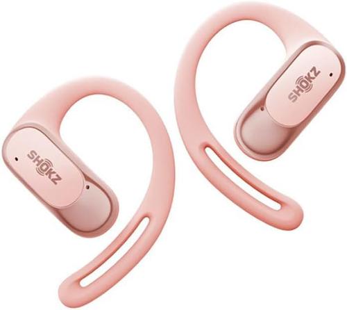 Casti alergare wireless Shokz OpenFit Air, Technologie DirectPitch™, Autonomie 6/28 ore, IP54 (Roz)