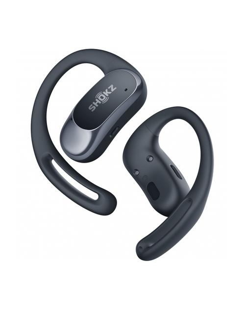 Casti alergare wireless Shokz OpenFit Air, Technologie DirectPitch™, Autonomie 6/28 ore, IP54 (Negru)