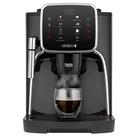 Espressor automat Teesa AROMA 750 TSA4012, 19 bari, 1450 W, Rezervor 1.8 l, Temperatura reglabila, Rasnita incorporata (Negru)