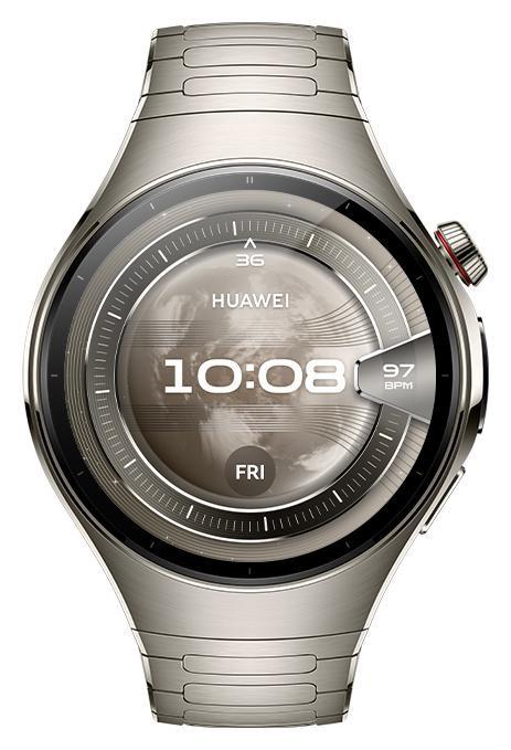 Smartwatch Huawei Watch 5, 46mm, Ecran AMOLED 1.5inch, Bluetooth, NFC, GPS, ECG, 5 ATM, Bratara Titan (Argintiu)