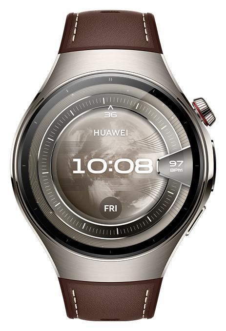 Smartwatch Huawei Watch 5, 46mm, Ecran AMOLED 1.5inch, Bluetooth, NFC, GPS, ECG, 5 ATM, Bratara Compozit (Maro)