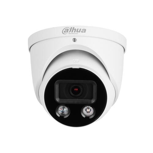Camera supraveghere exterior IP Dome cu iluminare duala Dahua WizSense Active Deterrence IPC-HDW3549H-AS-PV-0280B-S5, 5 MP, lumina alba/IR 30 m, 2.8 mm, microfon, slot card, PoE