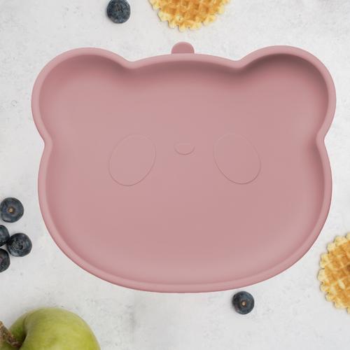 Farfurie din silicon cu ventuza AppeKids The Little Bear  Old Rose, 6 luni+