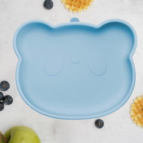 Farfurie din silicon cu ventuza AppeKids The Little Bear Aqua Blue, 6 luni+