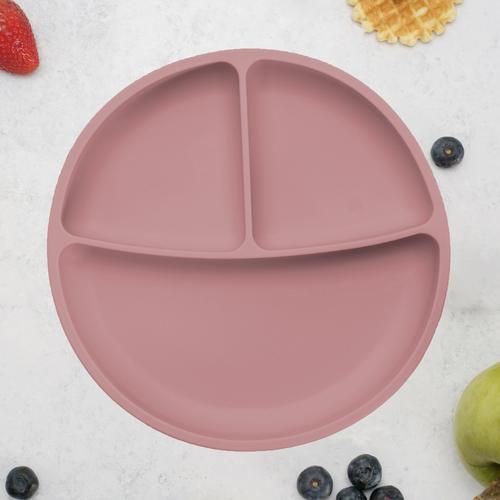 Farfurie compartimentata din silicon cu ventuza AppeKids Old Rose, 6 luni+