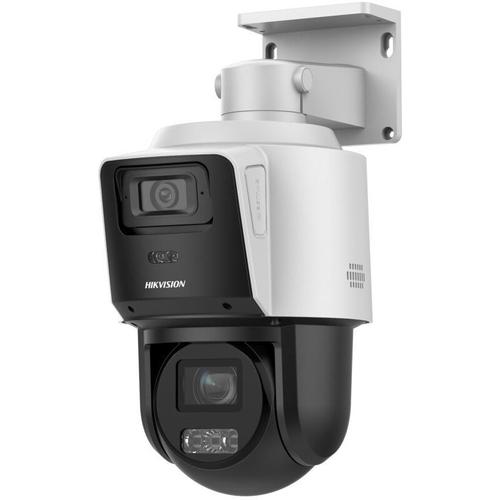 Camera supraveghere rotativa IP Speed Dome PTZ Hikvision TandemVu DS-2SE3C404MWG-E/14, 4MP + 4 MP, 2.8 mm / 2.8 - 12 mm, IR/lumina alba 30 m, IR PTZ 40 m, zoom optic 4x, slot card, suporta detectie om/vehicul, PoE+, vizualizare de pe telefon