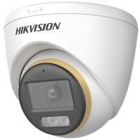 Camera supraveghere Dome Hikvision Hybrid Light ColorVu DS-2CE72DF3T-LFS, 2 MP, 2.8 mm, IR/Lumina alba 40 m, microfon