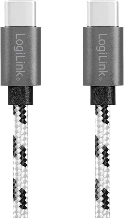 Set 3 cabluri alimentare si date LOGILINK CU0200,  USB 2.0 Type-C (T) la USB 2.0 Type-C (T), set: 0.5/1/2m, premium, cablu cu impletire din nylon, dublu ecranare, Alb/Negru