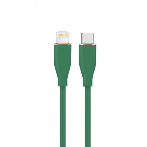 Cablu alimentare si date GEMBIRD CC-USB2S-CM8PM-1.5M-G,  USB 2.0 Type-C (T) la Lightning (T), 20W, 1.5m, protectie silicon, Verde