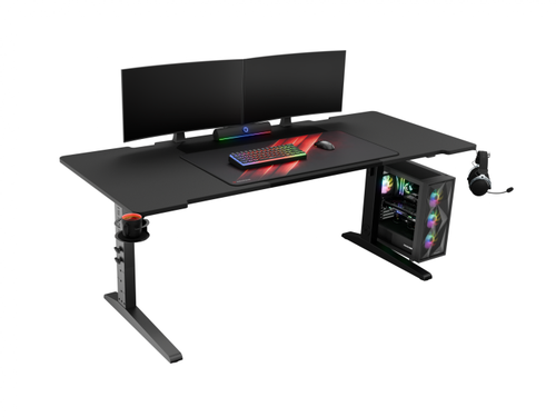 Birou gaming Genesis Holm Modular 180, Iluminare RGB, Suport pahar, Negru
