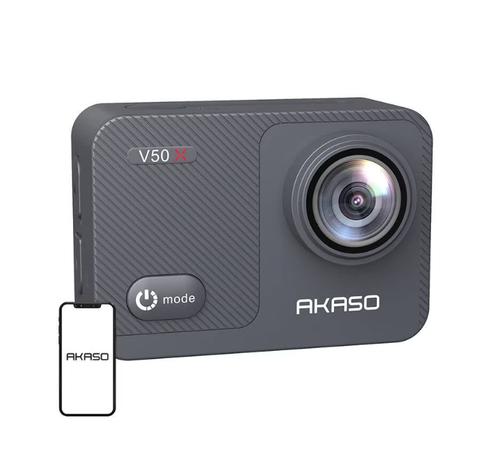 Camera video de actiune AKASO V50 X, 4K 30FPS, 20MP, Ecran LCD 2inch, Stabilizare 6 axe, Zoom 4X (Gri)