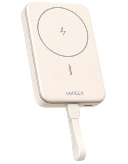 Baterie externa Ugreen PB760, Magnetic 10000 mAh, Wireless, PD 20W, Qi 7.5W, USB-C, compatibila MagSafe (Bej)