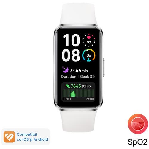 Bratara fitness HUAWEI Band 10, Android /iOS, carcasa aluminiu, bratara Fluoroelastomer, ecran AMOLED 1.47inch,  Rezistenta la apat5 ATM (Argintiu) Bratara fitness HUAWEI Band 10, Android /iOS, carcasa aluminiu, bratara Fluoroelastomer, ecran AMOLED 1.47inch,  Rezistenta la apat5 ATM (Argintiu)