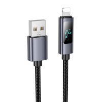 Cablu Date si Incarcare USB-A - Lightning HOCO Display X112, 18 W, 1m (Negru)