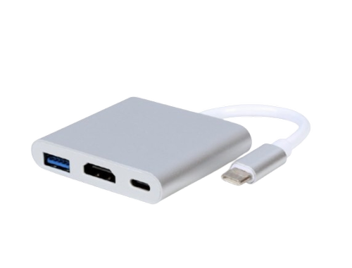 Adaptor Gembird A-CM-HDMIF-02-SV, USB, HDMI, USB-C (Gri)
