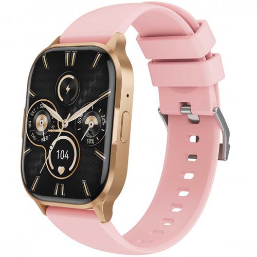 Smartwatch XO Design J10, Ecran AMOLED 2.04inch, Bluetooth, NFC, Monitorizare tensiune si somn, Amintire hidratare, IP67 (Auriu/Roz)