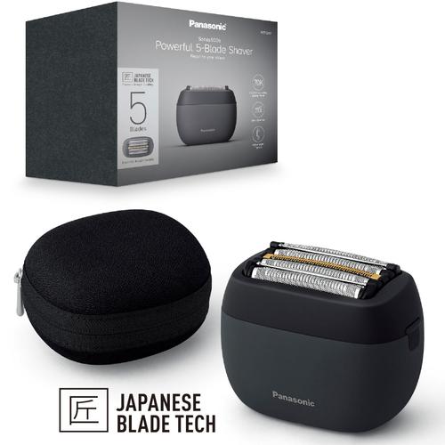 Aparat de ras compact Panasonic Seria 900 ES-PV3B-K803, 5 lame,Japanese blade technlogy, motor liniar ultra-rapid, 50min autonomie Li-Ion, Wet & Dry, incarcare USB type-C, Husa transport (Negru)