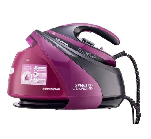 Statie de calcat MORPHY RICHARDS, SteamPro, 3000 W, Capacitate 1.6 L, 7 bari, Talpa ceramica, Tehnologie AutoClean (Violet)
