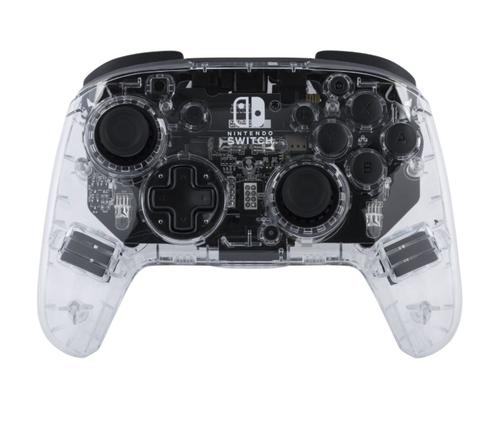 Controller Wireless PDP Afterglow pentru Nintendo Switch, Autonomie 30 ore (Transparent/Negru)
