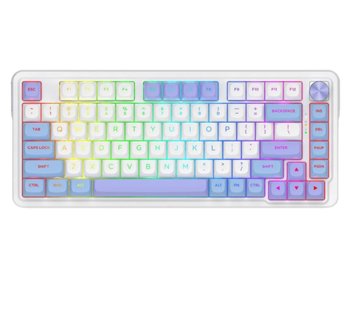 Tastatura Redragon Cyrus Pro, iluminare RGB, Wired, Wireless 2.4GHz, Bluetooth (Alb/Mov)