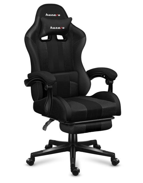Scaun gaming Huzaro HZ-Force 4.7, Mesh Carbon, Suport picioare, Cotiere moi, Perne lombara & cervicala, Cadru otel (Negru)