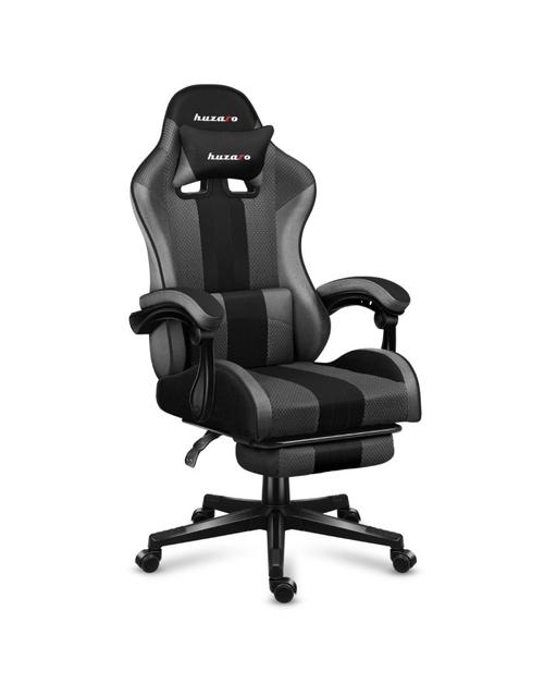 Scaun gaming Huzaro HZ-Force 4.7, Mesh, Suport picioare, Cotiere moi, Perne lombara & cervicala, Cadru otel (Gri/Negru)