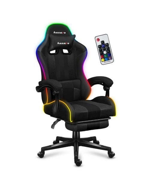 Scaun gaming Huzaro HZ-Force 4.7 RGB, Mesh, RGB LED, Suport picioare, Cotiere moi, Perne lombara & cervicala, Cadru otel (Negru)