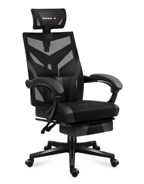 Scaun gaming Huzaro HZ-Combat 5.0, Mesh, Suport picioare, Cotiere moi, Tetiera ajustabila, Cadru Nylon FX (Negru)