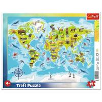 Puzzle Trefl - Harta Lumii cu Animale, 25 piese