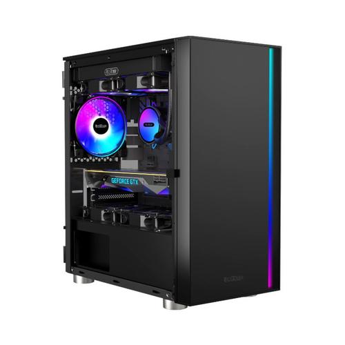 Carcasa PCCOOLER LM300G ARGB, Middle Tower, mATX, ITX, fara sursa, sticla securizata, 1 ventilator inclus ARGB, Negru