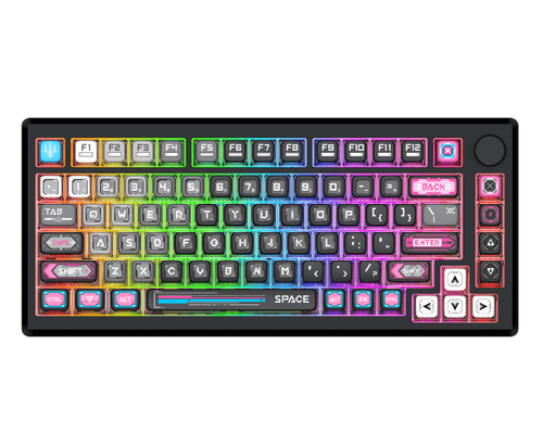 Tastatura Redragon Uranus Pro 82, Wired, Wireless 2.4GHz, Bluetooth, iluminare RGB (Negru)