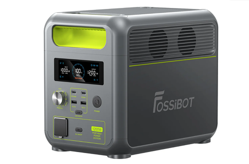 Statie de incarcare portabila Fossibot F1200, 1200W, 1024Wh, Ecran LCD, Lanterna LED, SOS, 2 x USB-A, 2 x USB-C (Gri/Verde)