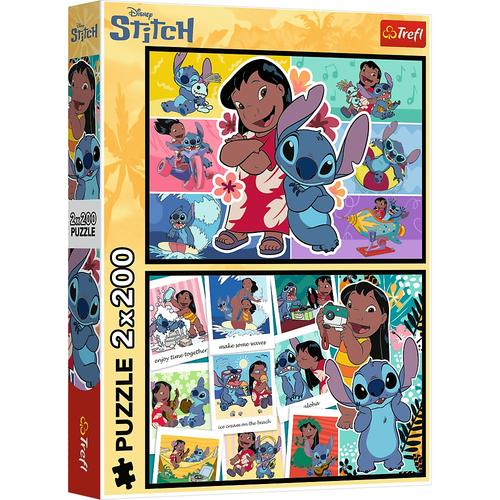 Puzzle Trefl din 2 x 200 piese - Viata fericitt a lui Stitch