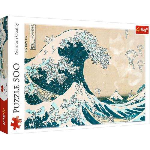 Puzzle Trefl din 500 piese - Marele val al pisicii