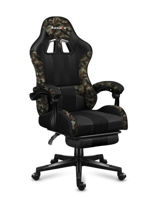 Scaun gaming Huzaro HZ-Force 4.7, Mesh Camo, Suport picioare, Cotiere moi, Perne lombara & cervicala, Cadru otel (Camuflaj/Negru)