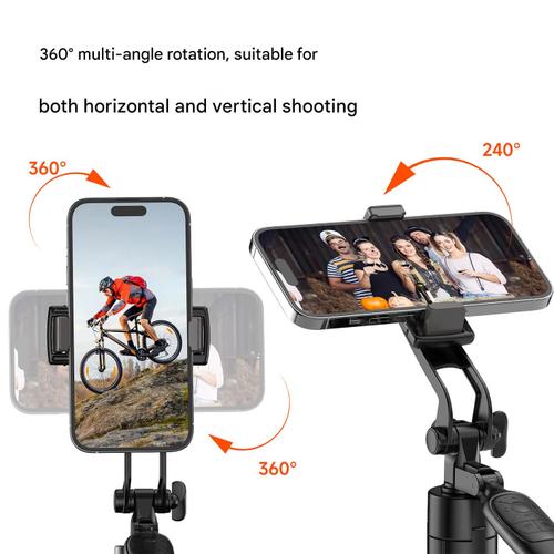 Selfie Stick Trepied Extensibil iSEN A81S Negru, 1900mm, Rotatie universala, Telecomanda Bluetooth Detasabila, Maner Anti-vibratii, 120mAh