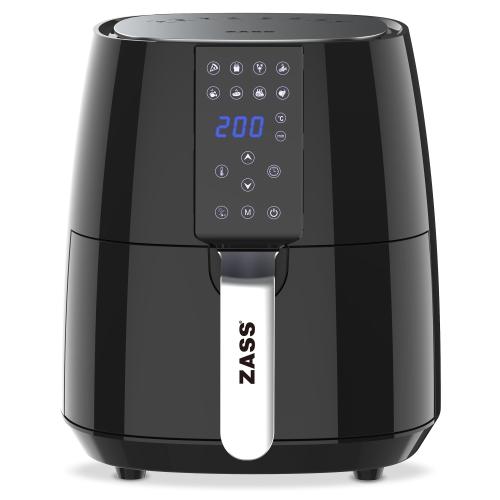 Friteuza cu aer cald Zass ZAF 03, 1450 W, 8 programe, 3.8 l, Display Tactil (Negru)