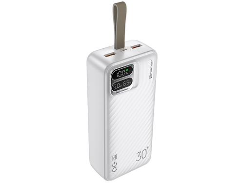 Acumulator extern Tracer Blaze, 30000 mAh 65 W, PD/QC 3.0, 2x USB, USB Type-C (Alb)