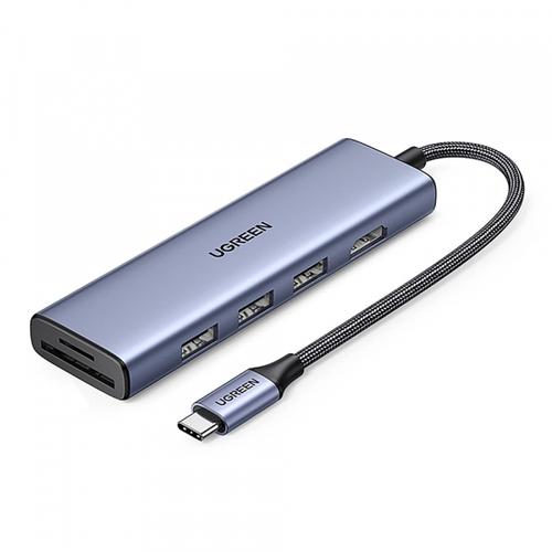 Hub USB-C UGREEN CM511, 3 x USB-A 3.0 - 1 x HDMI - 1 x SD - 1 x microSD (Gri)