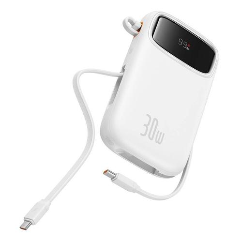 Acumulator extern Baseus Qpow2 Digital Display, 20000 mAh, 30 W, 2 x USB Type-C, 1 x USB, Display, Cablu USB-C (Alb)