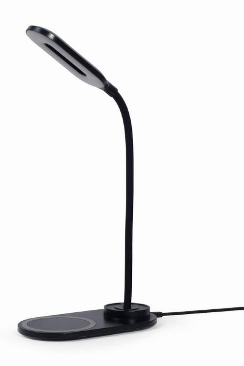 Lampa de birou LED Gembird TA-WPC10-LED-01, 10 W, Incarcare Wireless, 1.5m, Temperatura culoare 2893k-7072k (Negru)