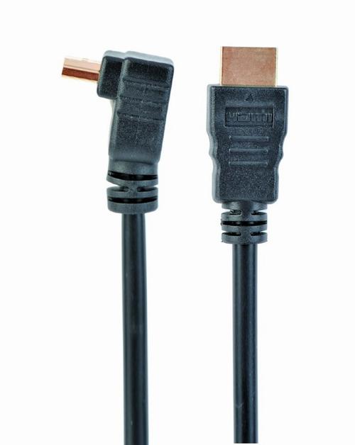 Cablu video Gembird CC-HDMI490-10, HDMI (T) la HDMI (T), 3m, Conectori auriti, 4K(3840x2160)@60Hz, 90 grade (Negru)
