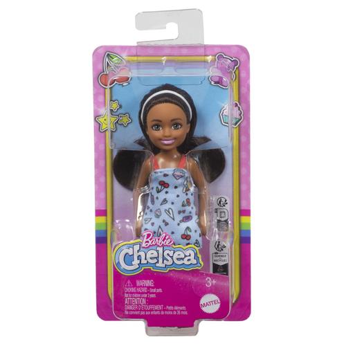Papusa - Barbie Chelsea - Creola cu par saten si rochita albastra - Barbie - Mattel