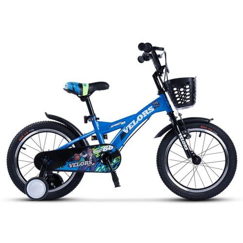 Bicicleta Copii 5-7 ani Velors V1801A, roti 18inch, frana tip V-brake, Albastru