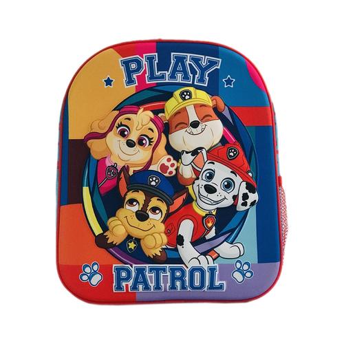 Ghiozdan 3D Paw Patrol cu 1 compartiment mare cu fermoar, 1 buzunar lateral, 2 bretele buretate si reglabile, 31x26x10cm